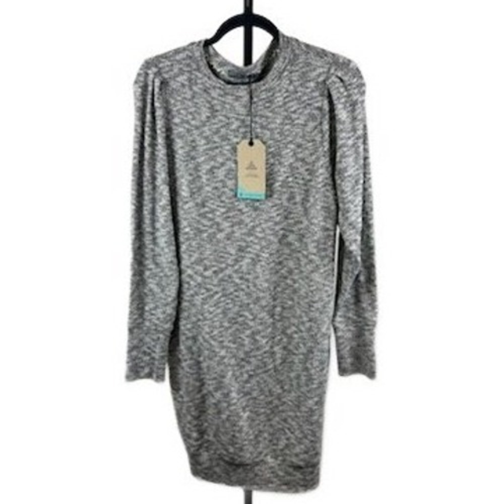 New PrAna Zada Dress Gray Knit Long Sleeve Everyday‎ Essential Size Medium